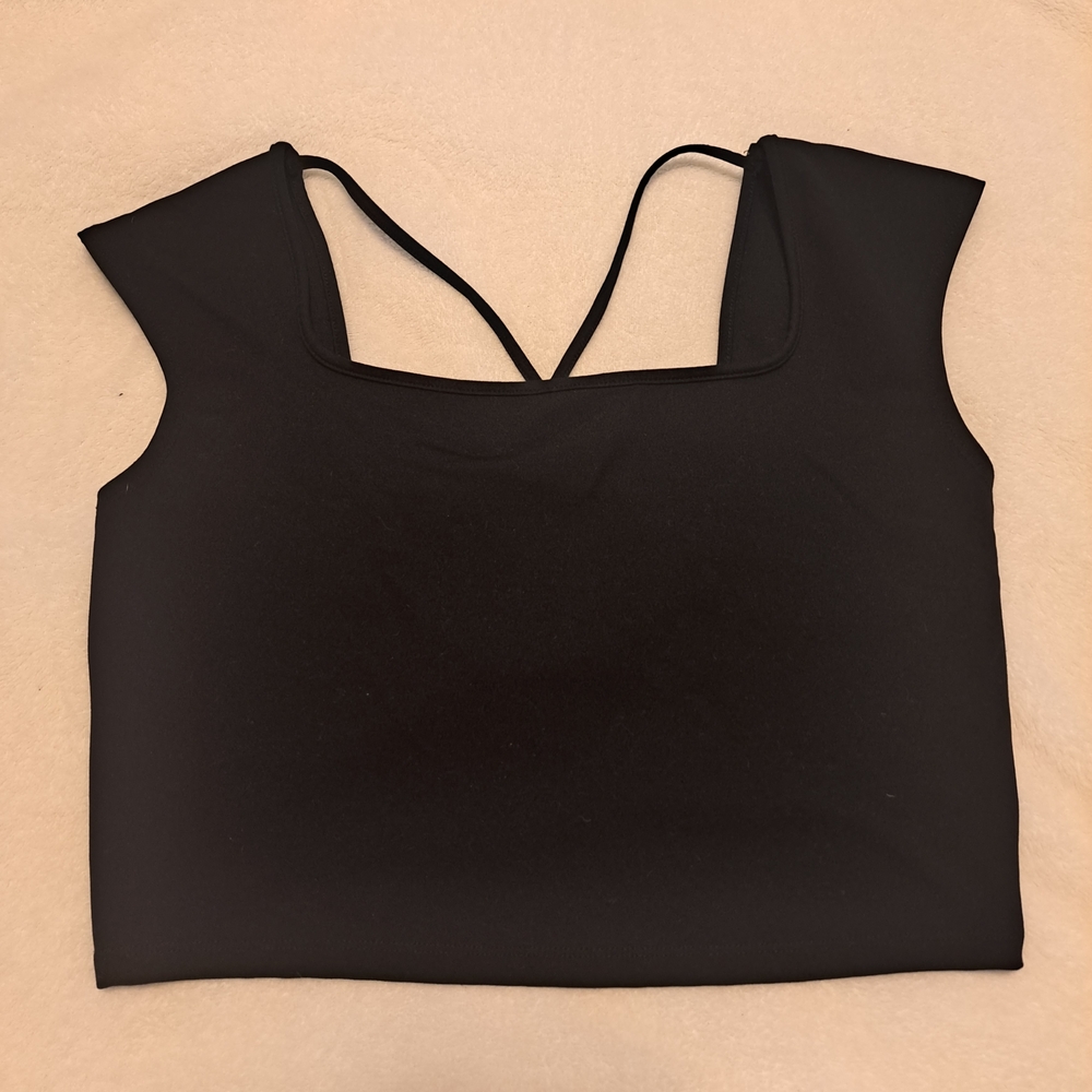 wild fable Black Square-Neck Strappy Crop Top